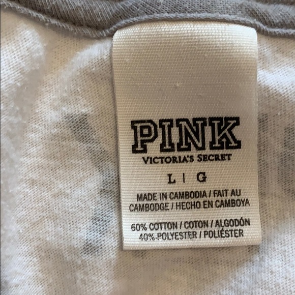 PINK Victoria’s Secret- white and gray t-shirt - Picture 4 of 4